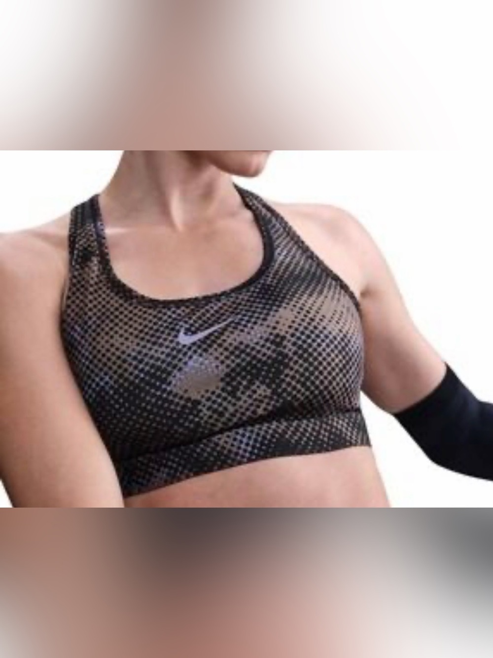 Nike Purple and Black Patterned Racerback Sports Bra